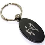 Black Aluminum Metal Oval Ford Mustang 5.0 Logo Key Chain Fob Chrome Ring