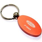 Orange Aluminum Metal Oval Ford F150 Logo Key Chain Fob Chrome Ring