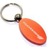 Orange Aluminum Metal Oval Dodge Stripes Logo Key Chain Fob Chrome Ring
