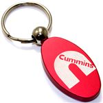 Red Aluminum Metal Oval Dodge Cummins Logo Key Chain Fob Chrome Ring