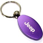 Purple Aluminum Metal Oval Jeep Logo Key Chain Fob Chrome Ring