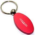 Red Aluminum Metal Oval Chrysler Logo Key Chain Fob Chrome Ring