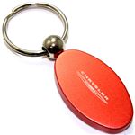 Orange Aluminum Metal Oval Chrysler Logo Key Chain Fob Chrome Ring