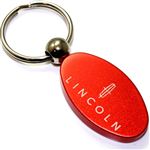 Orange Aluminum Metal Oval Lincoln Logo Key Chain Fob Chrome Ring