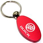 Red Aluminum Metal Oval Buick Logo Key Chain Fob Chrome Ring