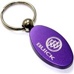Purple Aluminum Metal Oval Buick Logo Key Chain Fob Chrome Ring