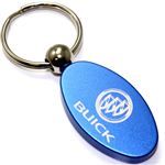 Blue Aluminum Metal Oval Buick Logo Key Chain Fob Chrome Ring
