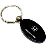 Black Aluminum Metal Oval Honda Accord Logo Key Chain Fob Chrome Ring