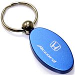 Blue Aluminum Metal Oval Honda Accord Logo Key Chain Fob Chrome Ring