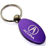 Purple Aluminum Metal Oval Acura Logo Key Chain Fob Chrome Ring