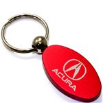 Red Aluminum Metal Oval Acura Logo Key Chain Fob Chrome Ring