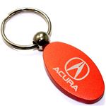 Orange Aluminum Metal Oval Acura Logo Key Chain Fob Chrome Ring