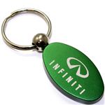 Green Aluminum Metal Oval Infiniti Logo Key Chain Fob Chrome Ring