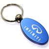 Blue Aluminum Metal Oval Infiniti Logo Key Chain Fob Chrome Ring