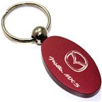 Burgundy Red Aluminum Metal Oval Mazda Miata MX5 Logo Key Chain Fob Chrome Ring