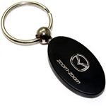 Black Aluminum Metal Oval Mazda Zoom-Zoom Logo Key Chain Fob Chrome Ring