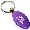Purple Aluminum Metal Oval Hyundai Logo Key Chain Fob Chrome Ring