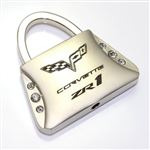 Chevy Corvette ZR1 Logo Metal Purse Shape Crystal Diamond Bling Key Chain Ring