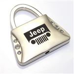 Jeep Grille Logo Metal Purse Shape Crystal Diamond Bling Key Chain Ring