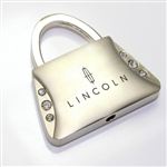Lincoln Logo Metal Purse Shape Crystal Diamond Bling Key Chain Ring
