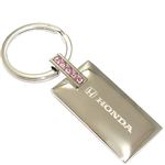 Honda Logo Metal Chrome Rectangular Pink Crystal Diamond Bling Key Chain