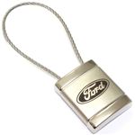 Ford Logo Metal Silver Chrome Cable Car Key Chain Ring Fob