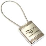 Ford Mustang Logo Metal Silver Chrome Cable Car Key Chain Ring Fob