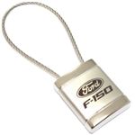 Ford F-150 Logo Metal Silver Chrome Cable Car Key Chain Ring Fob