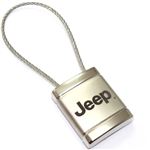 Jeep Logo Metal Silver Chrome Cable Car Key Chain Ring Fob