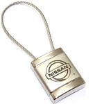Nissan Logo Metal Silver Chrome Cable Car Key Chain Ring Fob