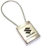 Suzuki Logo Metal Silver Chrome Cable Car Key Chain Ring Fob