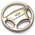 Chevrolet Bowtie Logo Metal Steering Wheel Shape Car Key Chain Ring Fob