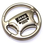 Jeep Grille Logo Metal Steering Wheel Shape Car Key Chain Ring Fob