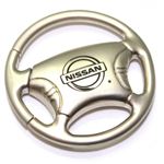 Nissan Logo Metal Steering Wheel Shape Car Key Chain Ring Fob