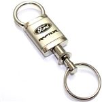 Ford Raptor Logo Metal Satin Chrome Valet Pull Apart Car Key Chain Ring Fob