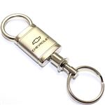 Chevrolet Logo Metal Satin Chrome Valet Pull Apart Car Key Chain Ring Fob