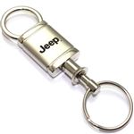Jeep Logo Metal Satin Chrome Valet Pull Apart Key Chain Ring Fob