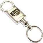 Jeep Grille Logo Metal Satin Chrome Valet Pull Apart Key Chain Ring Fob