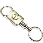 Nissan Logo Metal Satin Chrome Valet Pull Apart Key Chain Ring Fob