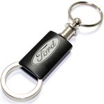 Ford Black Logo Metal Aluminum Valet Pull Apart Key Chain Ring Fob