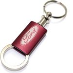 Ford Red Burgundy Logo Metal Aluminum Valet Pull Apart Key Chain Ring Fob