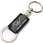 Ford Mustang Black Logo Metal Aluminum Valet Pull Apart Key Chain Ring Fob