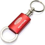 Ford Raptor Red Logo Metal Aluminum Valet Pull Apart Key Chain Ring Fob