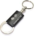Chevy Corvette C3 Black Logo Metal Aluminum Valet Pull Apart Key Chain Ring Fob