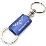 Chevy Corvette C6 Blue Logo Metal Aluminum Valet Pull Apart Key Chain Ring Fob