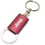 Jeep Red Burgundy Logo Metal Aluminum Valet Pull Apart Key Chain Ring Fob