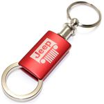Jeep Grille Red Logo Metal Aluminum Valet Pull Apart Key Chain Ring Fob