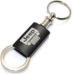 Jeep Grille Black Logo Metal Aluminum Valet Pull Apart Key Chain Ring Fob