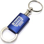 Jeep Grille Navy Blue Logo Metal Aluminum Valet Pull Apart Key Chain Ring Fob