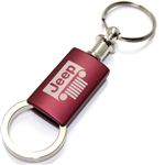 Jeep Grille Red Burgundy Logo Metal Aluminum Valet Pull Apart Key Chain Ring Fob